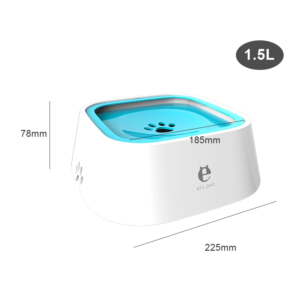 1.5L Non-Spill ABS Plastic Dog and Cat Water Dispenser Bowl with Floating Design