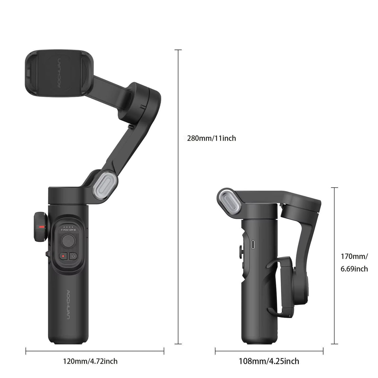 AOCHUAN 3-Axis Handheld Gimbal Stabilizer for Smartphones with Integrated Fill Light and Face Tracking for TikTok and Vlogging