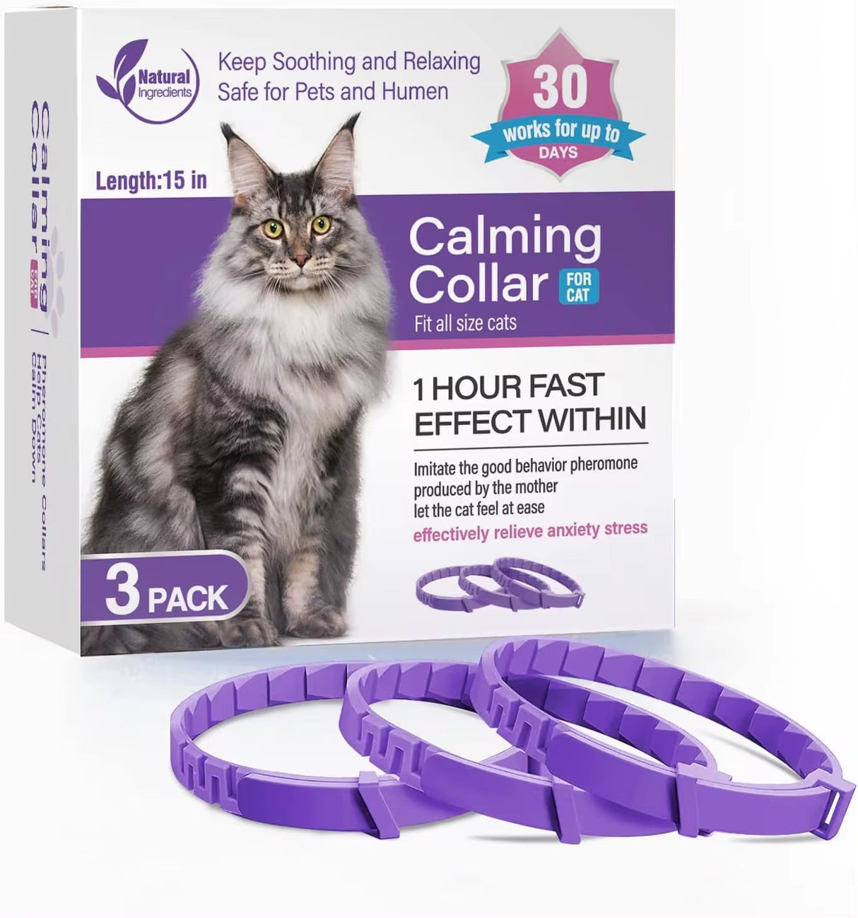 Adjustable Calming Pheromone Collars for Dogs and Cats - Comfortable Anxiety Relief Accessories for Puppies, Kittens, and Large Dogs