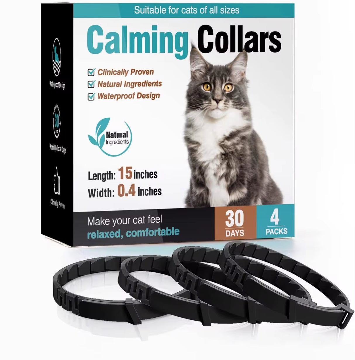 Adjustable Calming Pheromone Collars for Dogs and Cats - Comfortable Anxiety Relief Accessories for Puppies, Kittens, and Large Dogs
