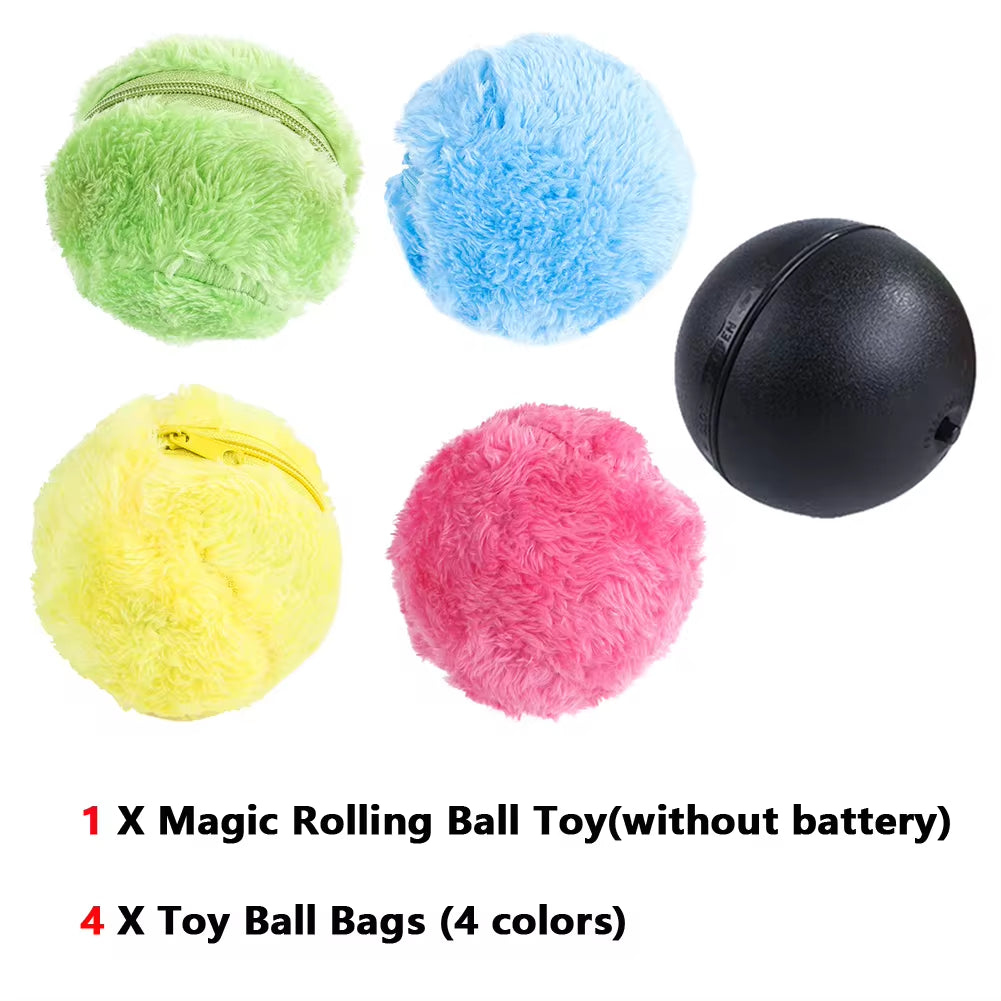 Interactive Automatic Rolling Ball Toy for Dogs and Cats - Plush Electric Chew Device