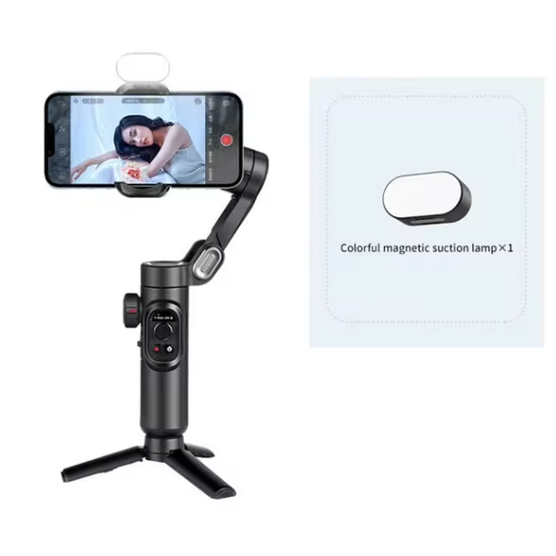 AOCHUAN 3-Axis Handheld Gimbal Stabilizer for Smartphones with Integrated Fill Light and Face Tracking for TikTok and Vlogging