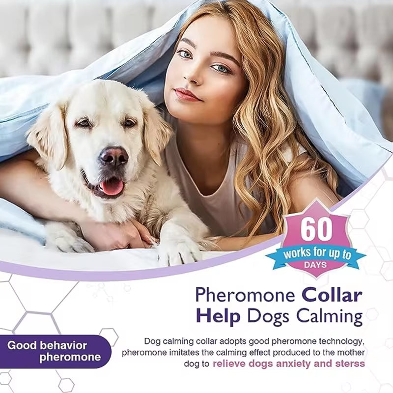 Adjustable Calming Pheromone Collars for Dogs and Cats - Comfortable Anxiety Relief Accessories for Puppies, Kittens, and Large Dogs