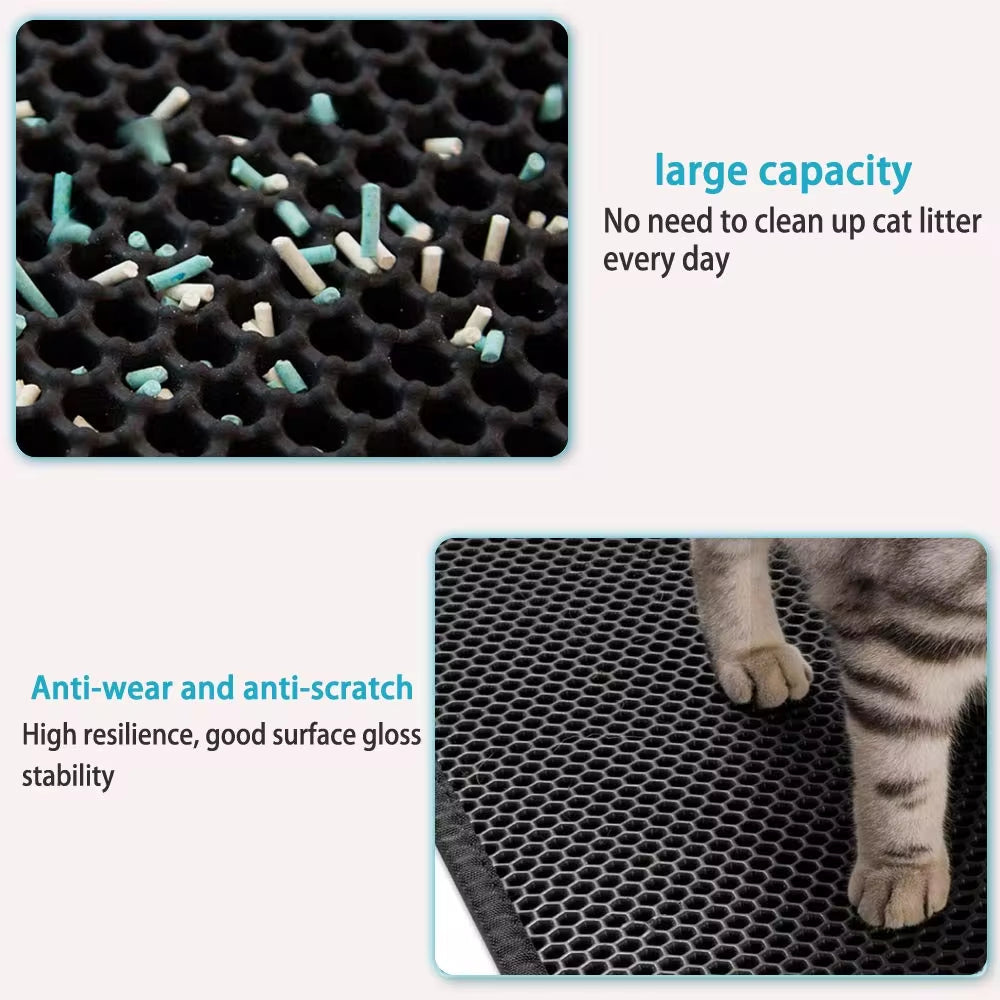 Premium Waterproof Cat Litter Mat with Dual Layer Non-Slip Design - Washable Pet Litter Box Mat and Gift Pad for Easy Cleanup