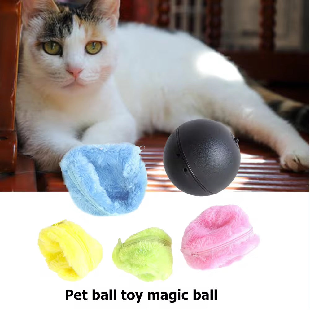 Interactive Automatic Rolling Ball Toy for Dogs and Cats - Plush Electric Chew Device