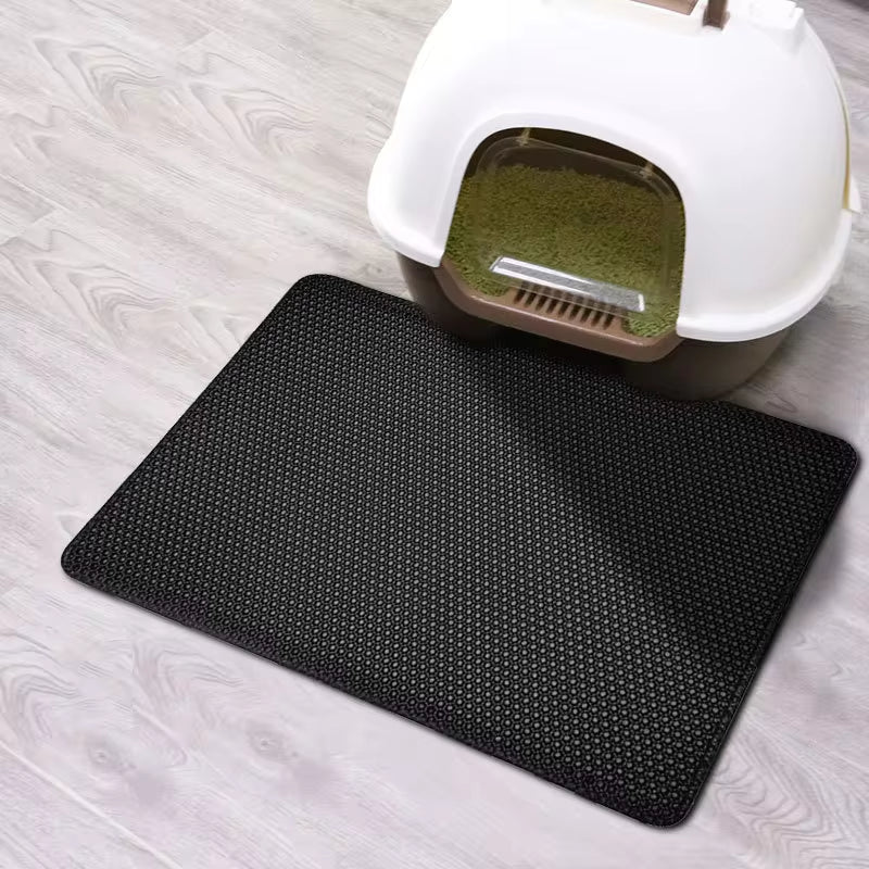 Premium Waterproof Cat Litter Mat with Dual Layer Non-Slip Design - Washable Pet Litter Box Mat and Gift Pad for Easy Cleanup