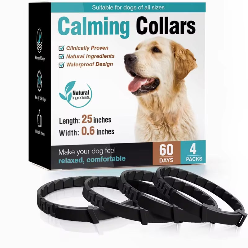 Adjustable Calming Pheromone Collars for Dogs and Cats - Comfortable Anxiety Relief Accessories for Puppies, Kittens, and Large Dogs