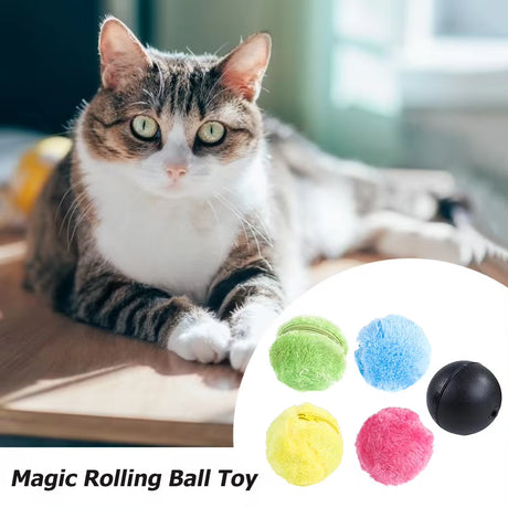 Interactive Automatic Rolling Ball Toy for Dogs and Cats - Plush Electric Chew Device