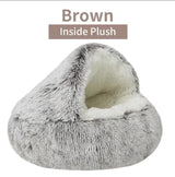 Premium Plush Round Cat Bed and Cushion House - 2-in-1 Warm Sleep Bag and Nest for Small Dogs and Cats