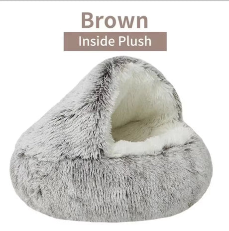Premium Plush Round Cat Bed and Cushion House - 2-in-1 Warm Sleep Bag and Nest for Small Dogs and Cats