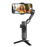 AOCHUAN 3-Axis Handheld Gimbal Stabilizer for Smartphones with Integrated Fill Light and Face Tracking for TikTok and Vlogging