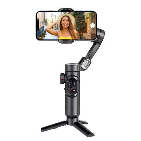 AOCHUAN 3-Axis Handheld Gimbal Stabilizer for Smartphones with Integrated Fill Light and Face Tracking for TikTok and Vlogging