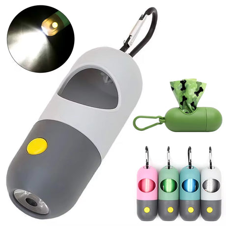LED Dog Waste Bag Dispenser with Eco-Friendly Degradable Bags - Portable Pet Clean-Up Solution for Dogs and Cats