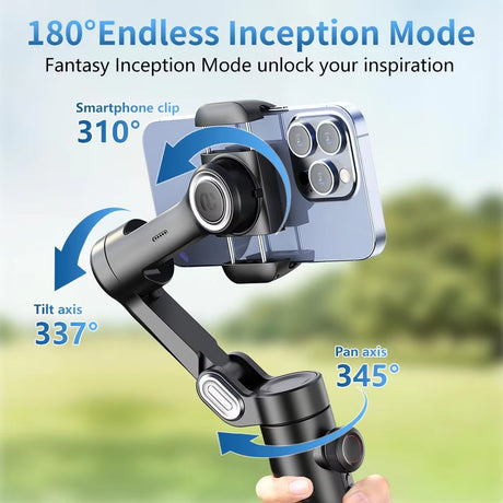 AOCHUAN 3-Axis Handheld Gimbal Stabilizer for Smartphones with Integrated Fill Light and Face Tracking for TikTok and Vlogging