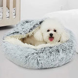 Premium Plush Round Cat Bed and Cushion House - 2-in-1 Warm Sleep Bag and Nest for Small Dogs and Cats