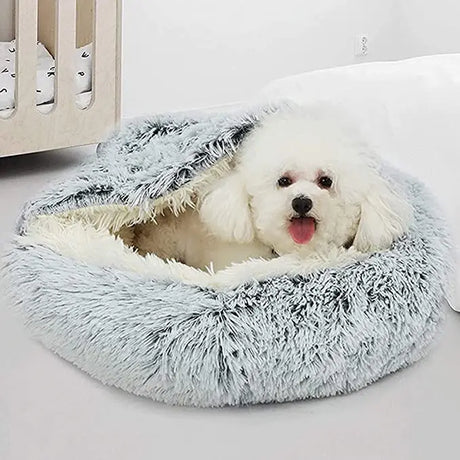 Premium Plush Round Cat Bed and Cushion House - 2-in-1 Warm Sleep Bag and Nest for Small Dogs and Cats