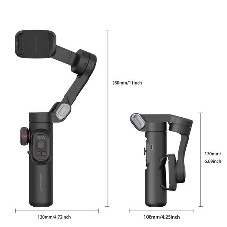 AOCHUAN 3-Axis Handheld Gimbal Stabilizer for Smartphones with Integrated Fill Light and Face Tracking for TikTok and Vlogging