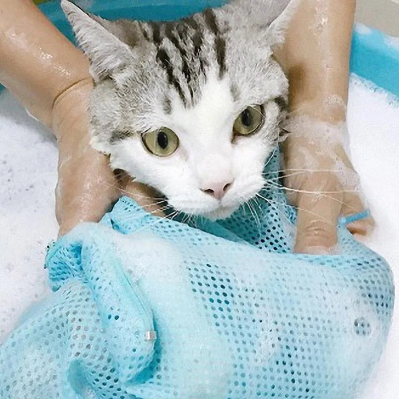 Adjustable Mesh Cat Grooming and Bathing Bag for Nail Trimming and Restraint