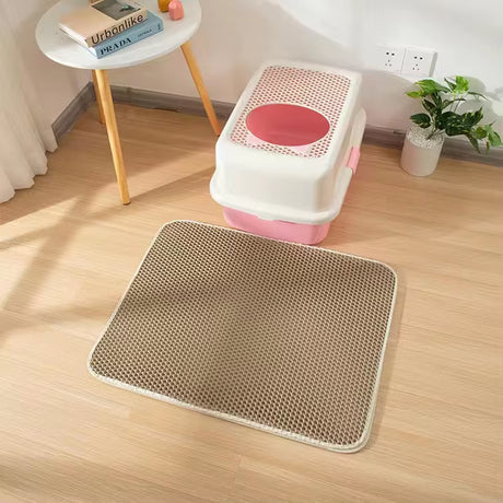 Premium Waterproof Cat Litter Mat with Dual Layer Non-Slip Design - Washable Pet Litter Box Mat and Gift Pad for Easy Cleanup
