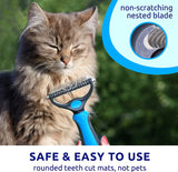 Professional Pet Deshedding Brush - Dual-Sided Undercoat Rake for Dogs and Cats - Shedding Comb and Dematting Tool with Extra-Wide Design
