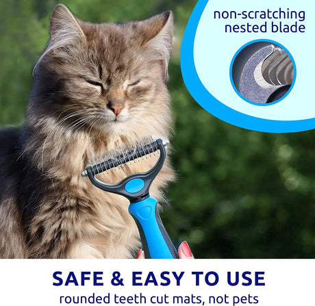 Professional Pet Deshedding Brush - Dual-Sided Undercoat Rake for Dogs and Cats - Shedding Comb and Dematting Tool with Extra-Wide Design