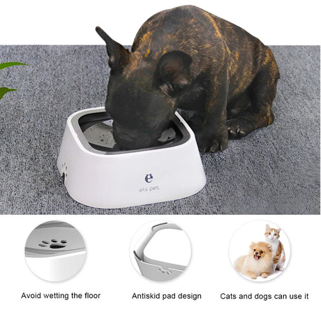 1.5L Non-Spill ABS Plastic Dog and Cat Water Dispenser Bowl with Floating Design