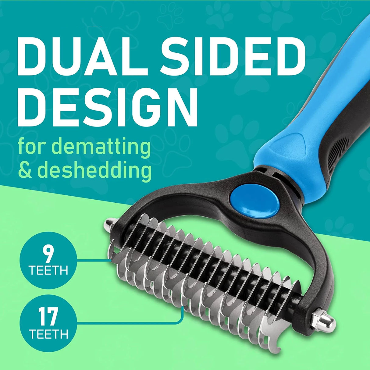 Professional Pet Deshedding Brush - Dual-Sided Undercoat Rake for Dogs and Cats - Shedding Comb and Dematting Tool with Extra-Wide Design