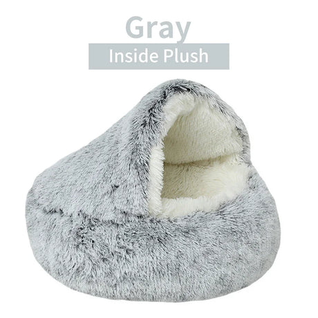 Premium Plush Round Cat Bed and Cushion House - 2-in-1 Warm Sleep Bag and Nest for Small Dogs and Cats