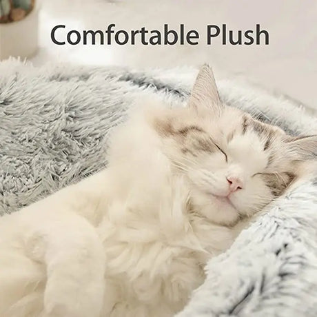 Premium Plush Round Cat Bed and Cushion House - 2-in-1 Warm Sleep Bag and Nest for Small Dogs and Cats