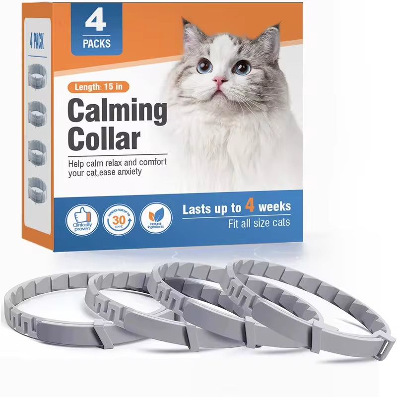 Adjustable Calming Pheromone Collars for Dogs and Cats - Comfortable Anxiety Relief Accessories for Puppies, Kittens, and Large Dogs
