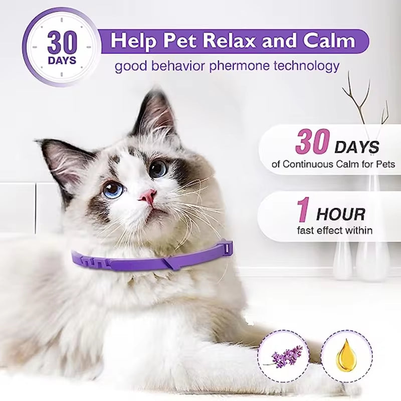 Adjustable Calming Pheromone Collars for Dogs and Cats - Comfortable Anxiety Relief Accessories for Puppies, Kittens, and Large Dogs