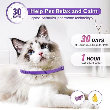 Adjustable Calming Pheromone Collars for Dogs and Cats - Comfortable Anxiety Relief Accessories for Puppies, Kittens, and Large Dogs