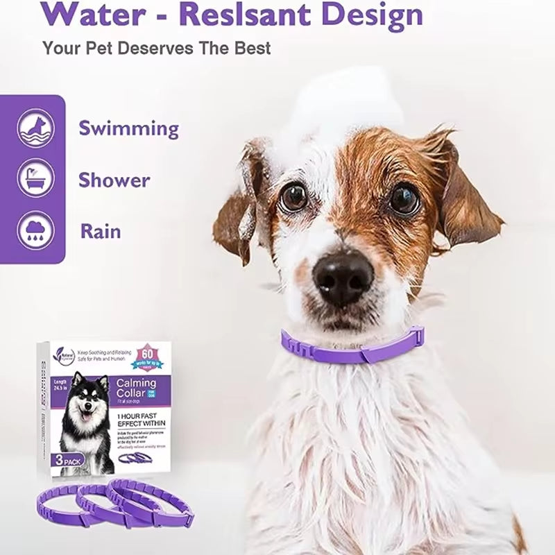 Adjustable Calming Pheromone Collars for Dogs and Cats - Comfortable Anxiety Relief Accessories for Puppies, Kittens, and Large Dogs