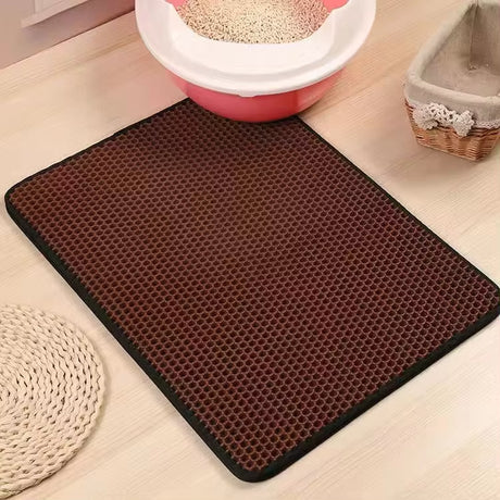 Premium Waterproof Cat Litter Mat with Dual Layer Non-Slip Design - Washable Pet Litter Box Mat and Gift Pad for Easy Cleanup