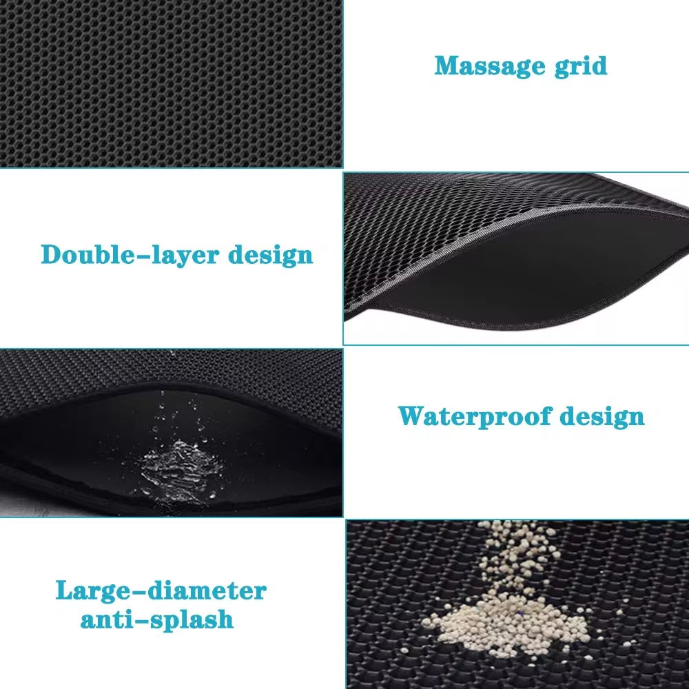 Premium Waterproof Cat Litter Mat with Dual Layer Non-Slip Design - Washable Pet Litter Box Mat and Gift Pad for Easy Cleanup