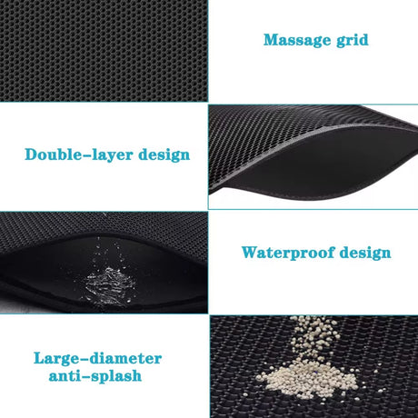 Premium Waterproof Cat Litter Mat with Dual Layer Non-Slip Design - Washable Pet Litter Box Mat and Gift Pad for Easy Cleanup